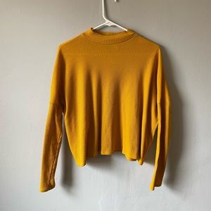 Oversized ribbed long sleeve mock neck shirt